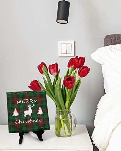 LEOSUCRE Christmas Desk Decor Plaque with Stand