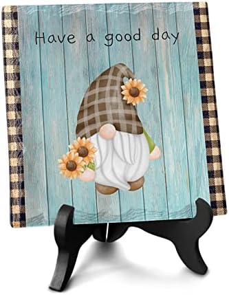 Wooden Stand Desk Decor Sign with Flowers Have a Good Day