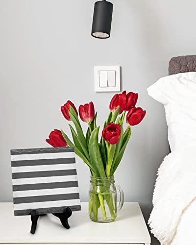 Wooden Stand Desk Decor Plaque with Stripes Minimalist Style