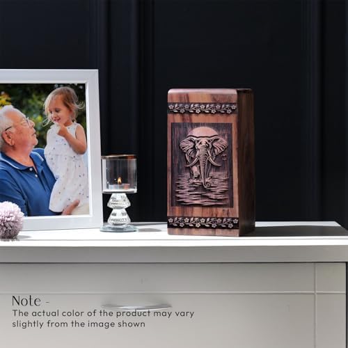 JAGASY Elephant Urn - 5 Inch Wooden Cremation Urn for Ashes