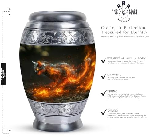 Cat with Light Decorative Urn 10 Inch Cremation Urn