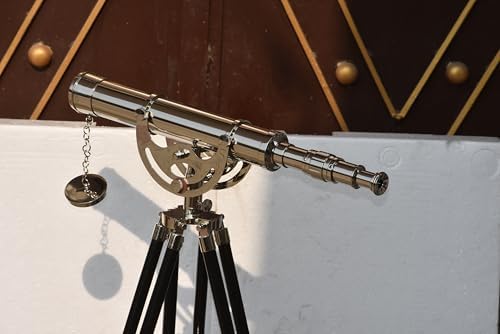Brass Nickel Telescope 16 Inch with Adjustable Wooden Tripod