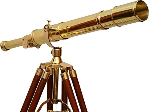 Nautical Marine Navy Telescope with Brass and Wood Stand