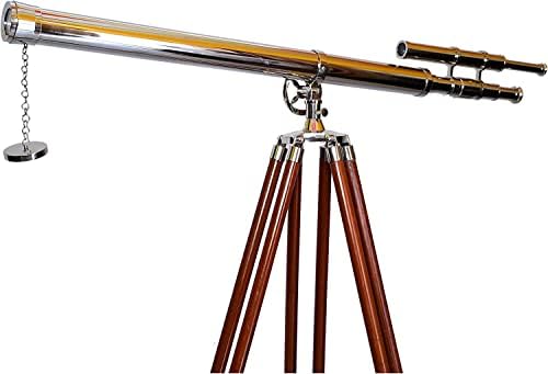 Maritime Navy Double Barrel Telescope with Black Tripod Stand
