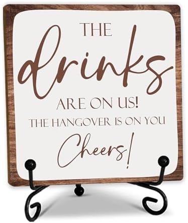 Bar Signs For Home Bar Decorations 5 Inch Wooden Plaque With Iron Support