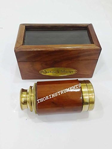 Vintage 6 Inch Nautical Telescope with Wooden Box