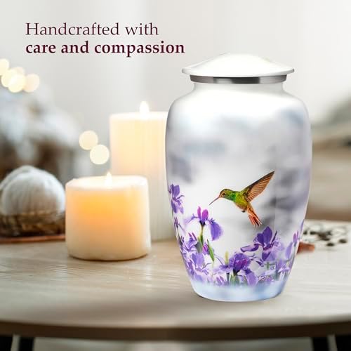 White Hummingbird Cremation Urn for Adult Ashes