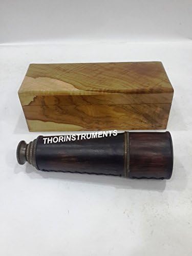 Vintage Bronze Telescope with Natural Wooden Box