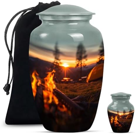 Elegant Sunset Gray Urn Set 2-Piece Cremation Memorial Urns
