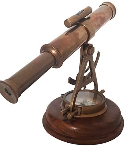 Antique Alidade Compass Mini Theodolite Brass Telescope Home Decor