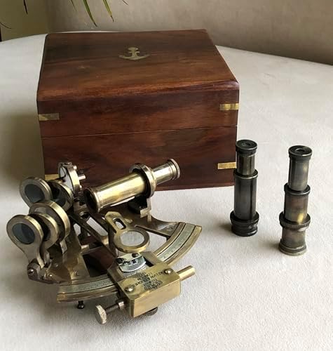 Brass Nautical Sextant Vintage Astrolabe with Two Telescopes