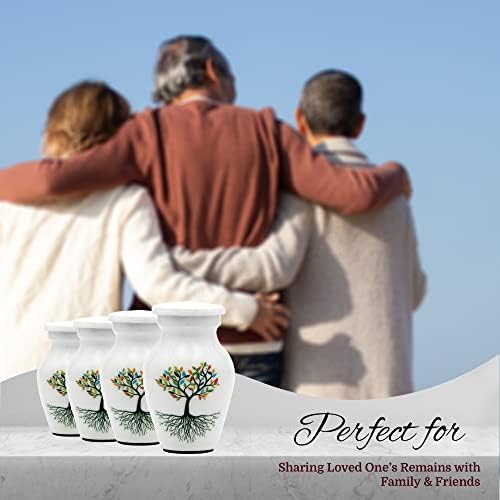White Small Urn for Human Ashes - Set of 4 Decorative Urns