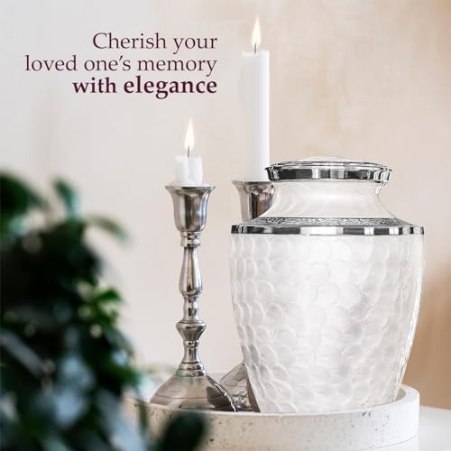 Trupoint Memorials Cremation Urns for Human Ashes Large Opal with Silver Lining