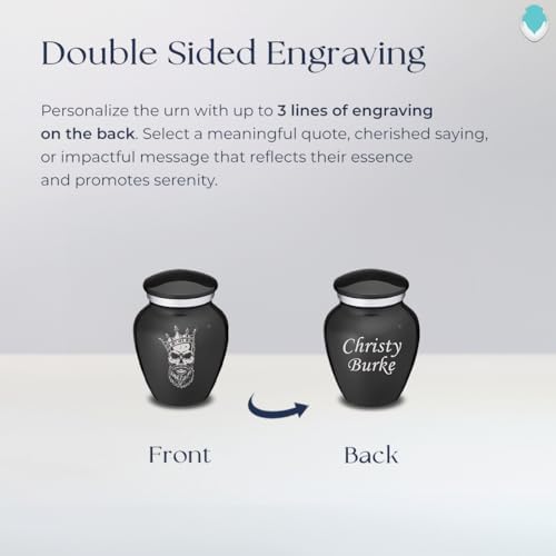 GetUrns Skull Cremation Urn with Double Side Engraving