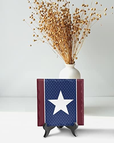 American Blue Red Stars Geometric Desk Decor Plaque
