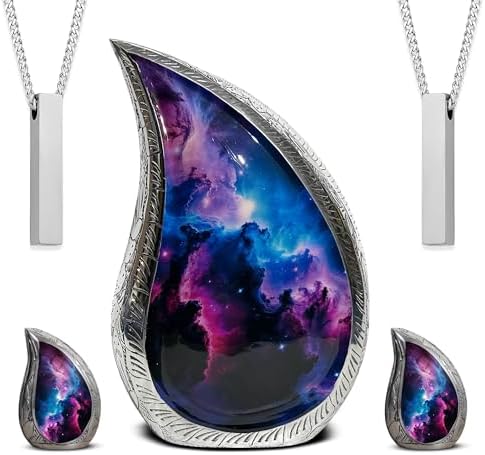 Teardrop Cremation Urn Set of 5 with Blue Purple Decorative Urns