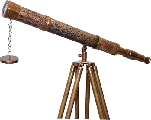 Nautical Handmade Desktop Tripod Spyglass in Antique Brass