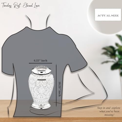 Forever Urns Adult Cremation Urn with Dove Texture 200 Cu In White Handcrafted