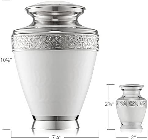 Reminded Set of 5 White Celtic Cremation Urns for Human Ashes