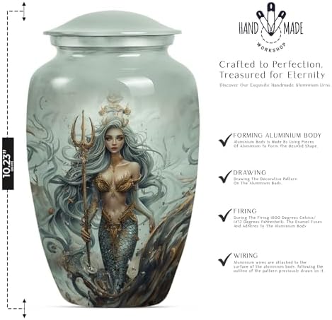 YATHABHISA Mermaid Palace 10 Inch Urn for Ashes