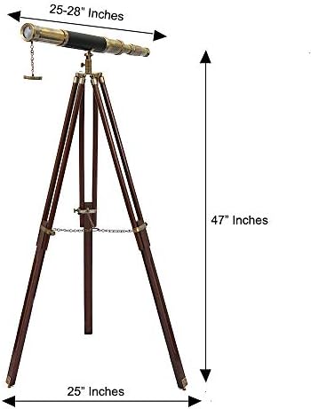Nautical Brass Telescope 18 Inches Antique Spyglass with Wooden Box