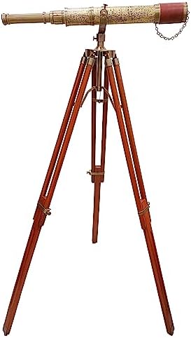 Vintage Royal Moon Arc Telescope with Brown Leather and Brass Finish