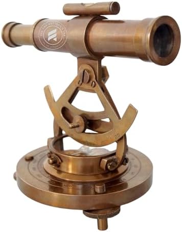 TAL The Antiques Lab 5 Inch Brass Alidade Telescope with Base Compass