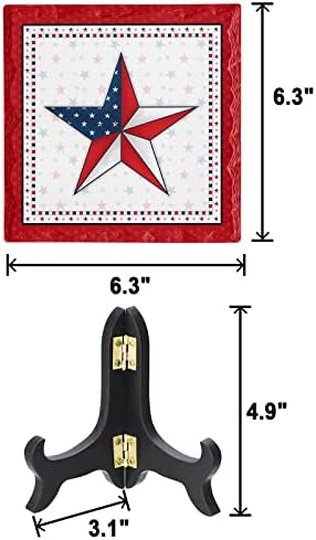 Independence Day Stars Desk Decor Ceramic Plaque with Wooden Stand