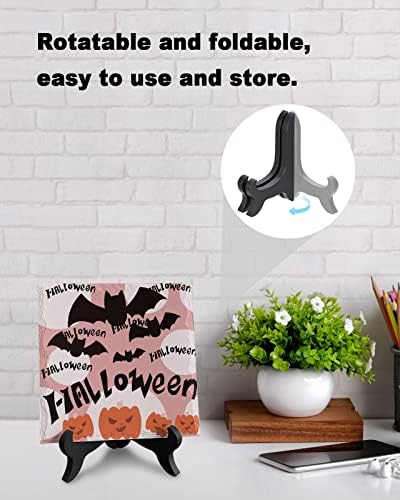Halloween Desk Decor with Pink Geometric Plaque Stand