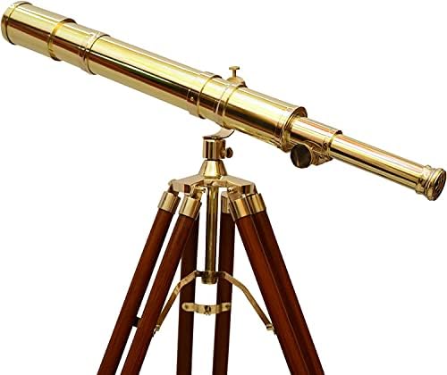 Nautical Marine Navy Telescope with Brass and Wood Stand