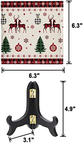 Wooden Stand Christmas Desk Plaque with Ceramic Sign Decor