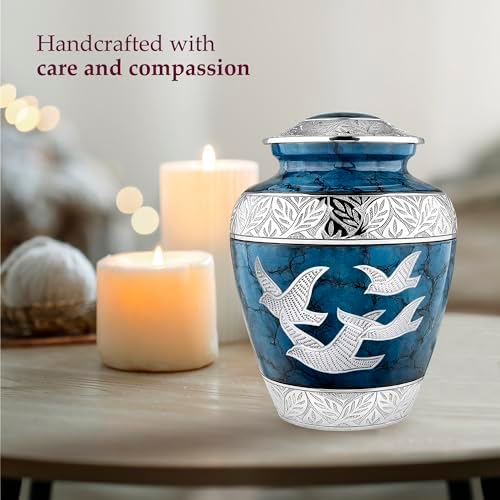 Trupoint Memorials Cremation Urns for Adult Ashes - Large Blue Birds