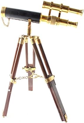 Nautical Vintage Telescope Brass Finish Wooden Tripod