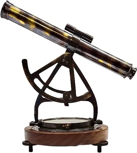 Antique Brass Alidade Telescope with Compass