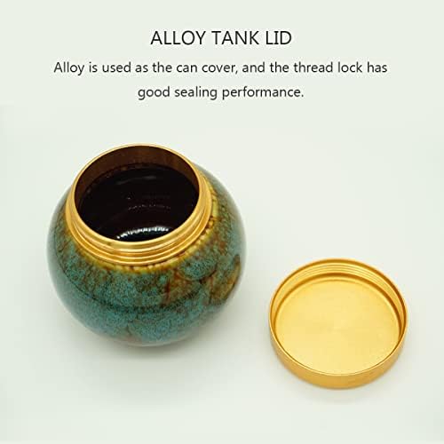 Handmade Ceramic Small Urn with Alloy Cover - Blue