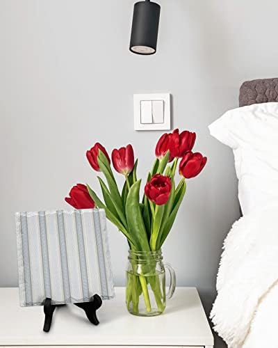 Desk Decor with Wooden Stand and Ceramic Plaque
