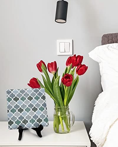 Vintage Moroccan Desk Decor Plaque with Wooden Stand