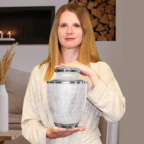 Trupoint Memorials Cremation Urns for Human Ashes Large Opal with Silver Lining