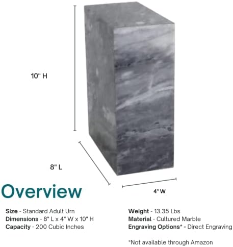Cashmere Gray Marble Tower Urn - 10 Inch Tall