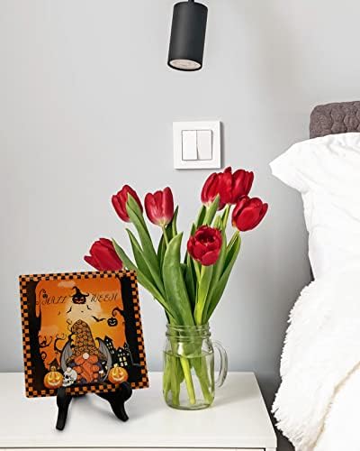 Halloween Decorative Plaque with Wooden Stand