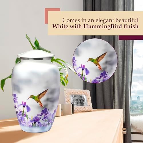 White Hummingbird Cremation Urn for Adult Ashes