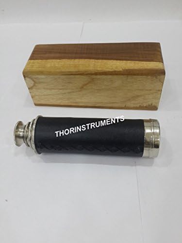 Nautical Brass Spyglass 14 Inch Telescope with Black Leather Case