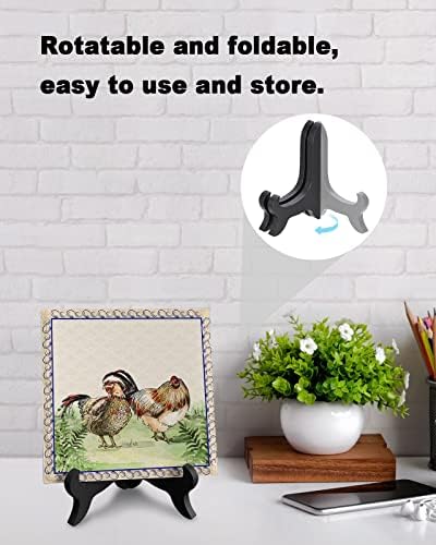 Wooden Stand Desk Plaque with Farm Rooster Design