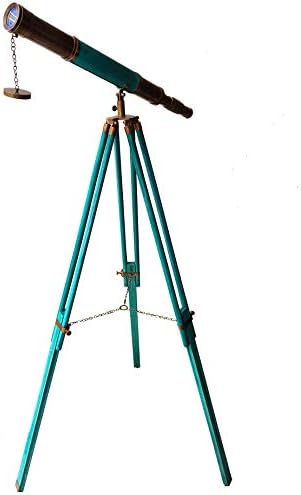 Handmade Marine Brass Telescope with Retro Wooden Tripod