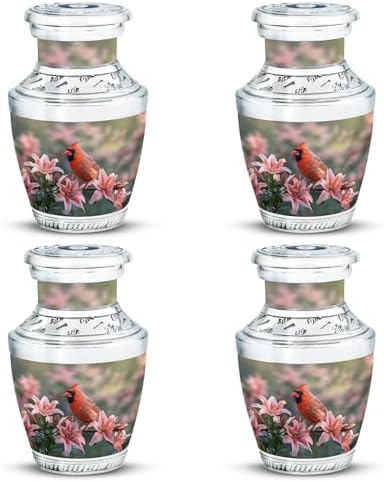 MUKTIVE Cardinal Bird Urn Set of 4 3 Inch Gray Cremation Urns