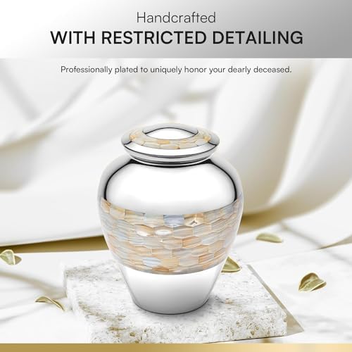 Brass Mother of Pearl Cremation Urn 9 Inches 210 lbs