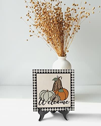 Autumn Themed Decorative Desk Plaque with Wooden Stand