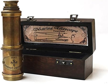 Antique Brass 18 Telescope with Wooden Box Nautical Decor Gift