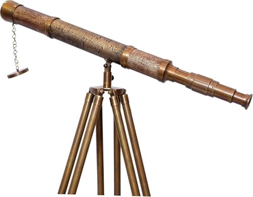 Nautical Handmade Desktop Tripod Spyglass in Antique Brass