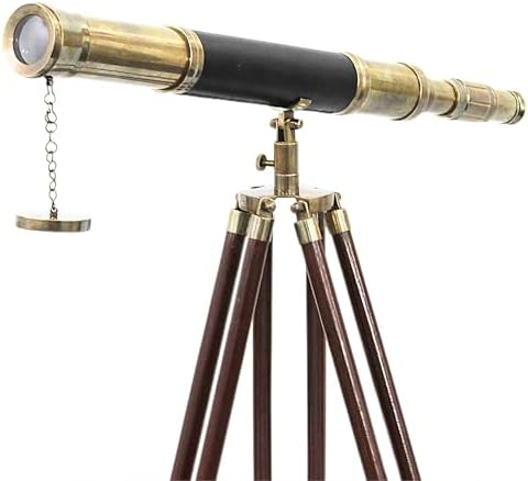 Vintage Brass Telescope with Wooden Tripod